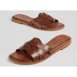LK Bennett Amara‎ Brown Leather Flat Sliders Greek Boho Classic Size 36 US 6